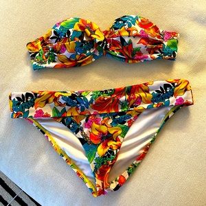 Tropical Floral Bandeau Bikini